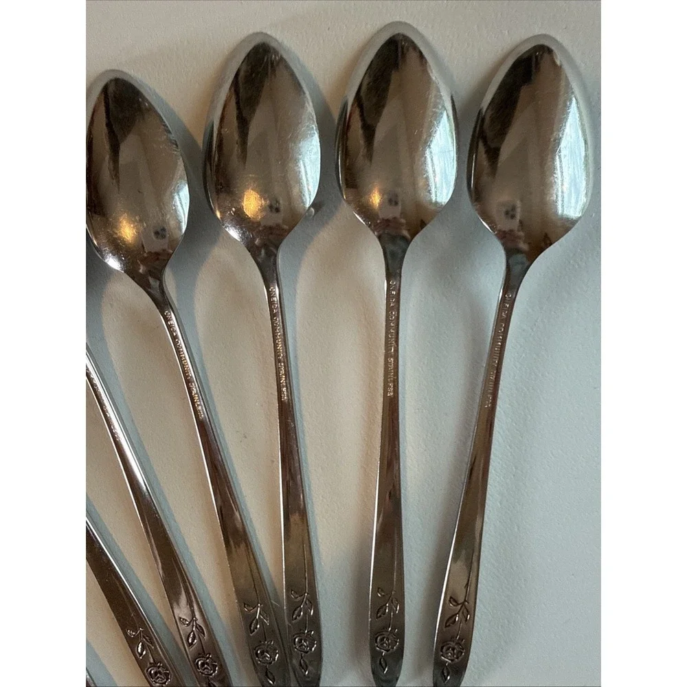 VTG Oneida Community MY ROSE Stainless Betty Crocker Iced Tea Spoons Set 7 Read